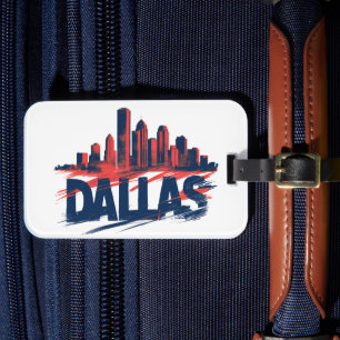 Dallas Skyline Watercolor Art Print – Texas City Luggage Tag