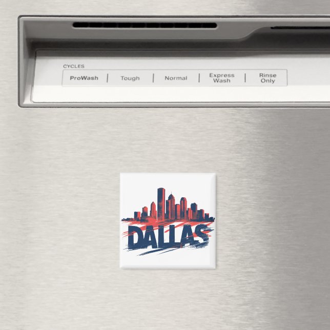 Dallas Skyline Watercolor Art Print – Texas City Magnet (In Situ (Dishwasher))
