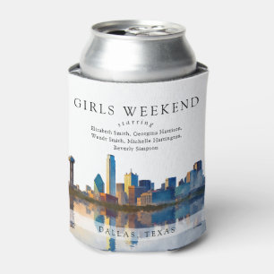 Dallas Skyline Watercolor Girls Weekend Can Cooler