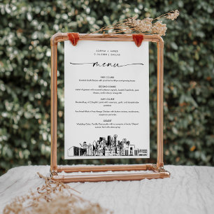 Dallas Skyline Wedding Dinner Menu Card 5x7