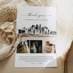 Dallas Skyline Wedding Photo Thank You Card