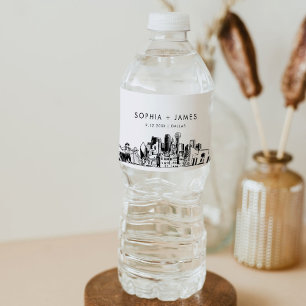 Dallas Skyline Wedding Water Bottle Label