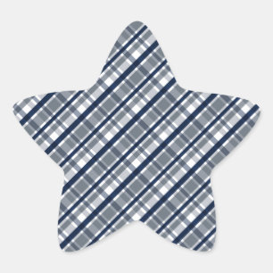 Dallas Sports Fan Silver Navy Blue Plaid Striped Star Sticker