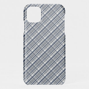 Dallas Sports Fan Silver Navy Blue Plaid Striped iPhone 11 Case