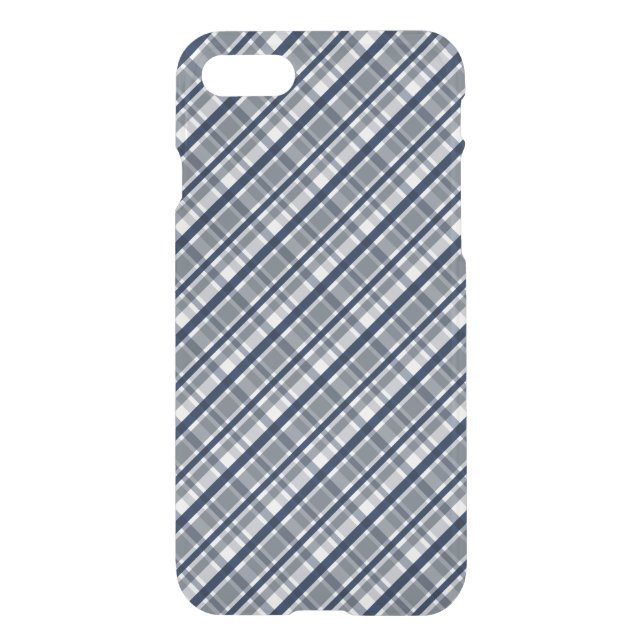 Dallas Sports Fan Silver Navy Blue Plaid Striped Uncommon iPhone Case (Back)