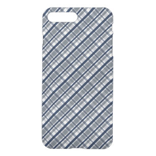 Dallas Sports Fan Silver Navy Blue Plaid Striped iPhone 8 Plus/7 Plus Case
