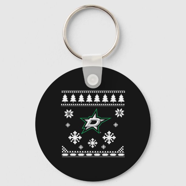 Dallas Stars Ugly Christmas Sweater Holidaze  Key Ring (Front)