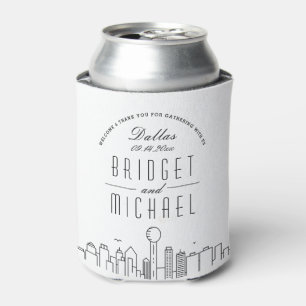Dallas Stylised Skyline   Wedding Can Cooler