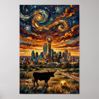 Dallas Sunset Swirl World Cup Soccer Van Gogh Art