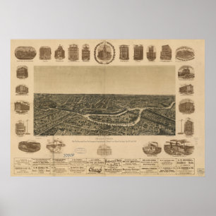 Dallas Texas 1892 Antique Panoramic Map Poster