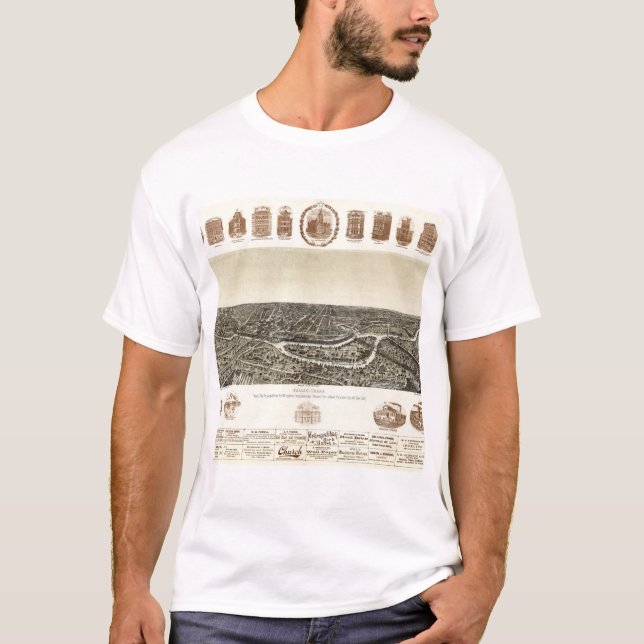 Dallas-Texas-1892 Antique Pictorial Map T-Shirt (Front)