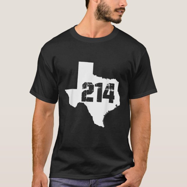 Dallas Texas 214 Area Code T-Shirt (Front)