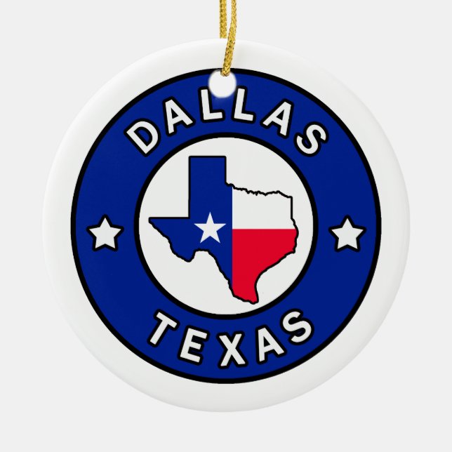 Dallas Texas Ceramic Tree Decoration (Front)