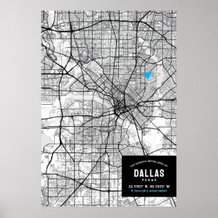 Dallas, Texas City Map + Mark Your Location Poster