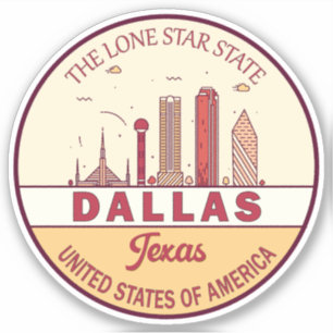 Dallas Texas City Skyline Emblem