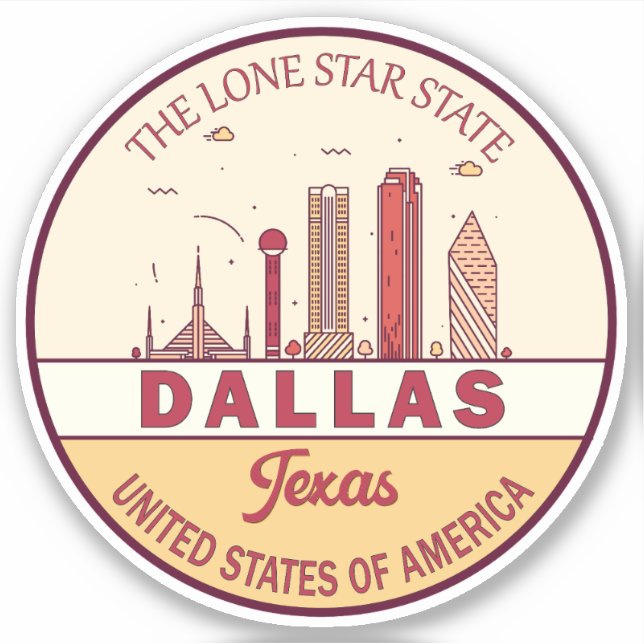 Dallas Texas City Skyline Emblem (Front)