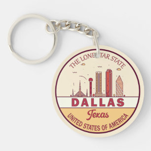 Dallas Texas City Skyline Emblem Key Ring