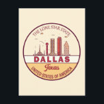 Dallas Texas City Skyline Emblem Postcard<br><div class="desc">Dallas minimalist,  colourful art design featuring monuments and landmarks of the city in Texas.</div>