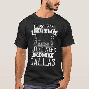 Dallas Texas City Skyline Map Travel T-Shirt