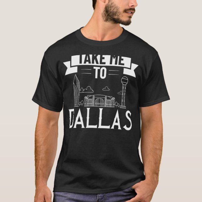Dallas Texas City Skyline Map Travel T-Shirt (Front)