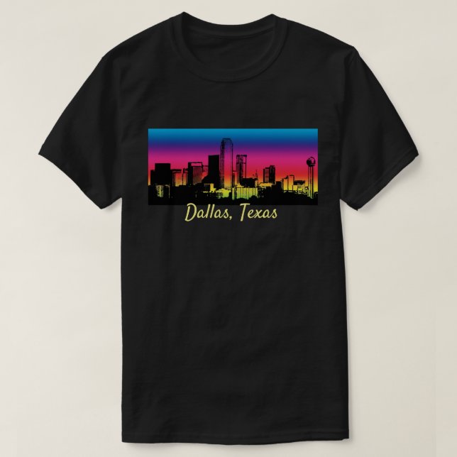 Dallas Texas City Skyline T-Shirt (Design Front)