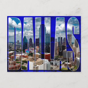 Dallas Texas City Skyline Typographic Postcard