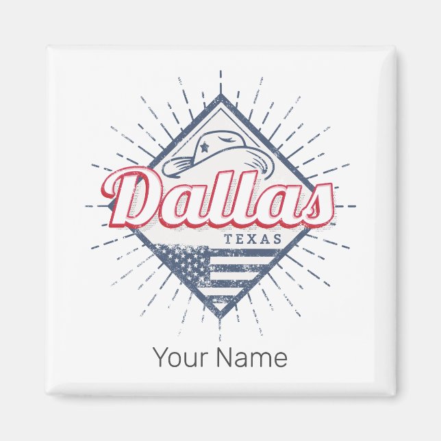 Dallas Texas City United States Vintage USA Magnet (Front)