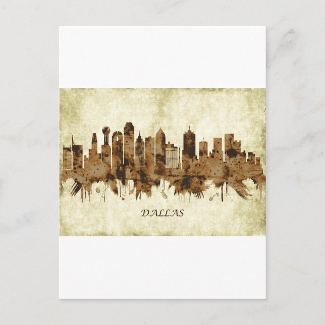Dallas Texas Cityscape Holiday Postcard (Front)