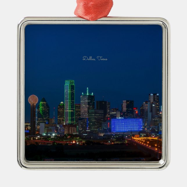 Dallas, Texas cityscape photograph, Metal Ornament (Front)