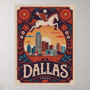 Dallas Texas - Elegant Art Nouveau Cityscape Poster