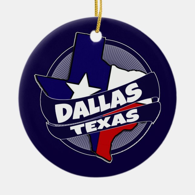 Dallas Texas flag burst holiday ornament (Front)