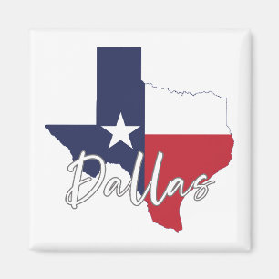 Dallas, Texas Flag Map Magnet