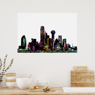 Dallas, Texas in graffiti Poster