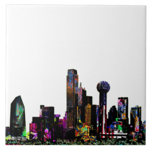Dallas, Texas in graffiti Tile