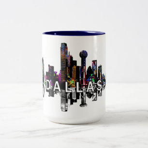 Dallas, Texas in graffiti Two-Tone Coffee Mug