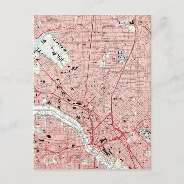 Dallas Texas Map (1995) Postcard (Front)