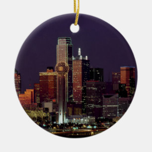 Dallas, Texas night skyline Ceramic Tree Decoration