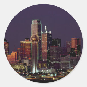 Dallas, Texas night skyline Classic Round Sticker