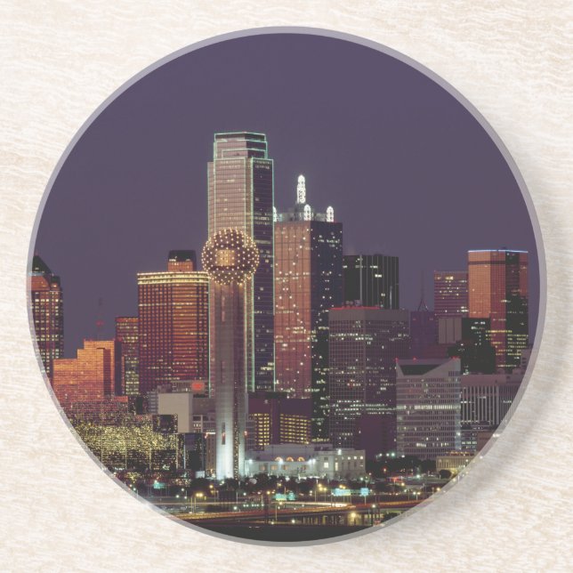 Dallas, Texas night skyline Coaster (Front)