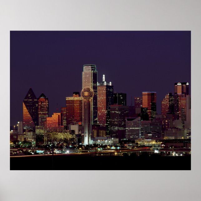Dallas, Texas night skyline Poster (Front)