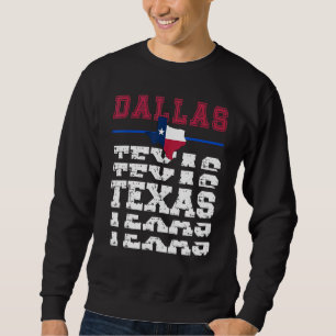 Dallas Texas Shape Flag Distressed Vintage Graphic Sweatshirt