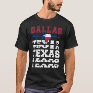 Dallas Texas Shape Flag Distressed Vintage Graphic T-Shirt