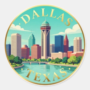 Dallas Texas Skyline And Reunion Tower View ✦ Classic Round Sticker