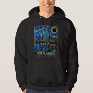 Dallas Texas Skyline Artistic Total Solar Eclipse Hoodie