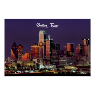 Dallas, Texas skyline at dusk Poster