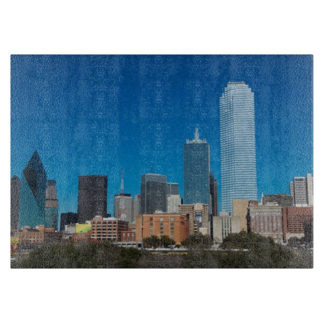 Dallas Texas skyline at sunset Cutting Board (Front)