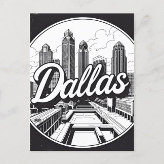 Dallas Texas Skyline Black and White Cityscape Holiday Postcard