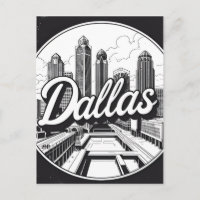 Dallas Texas Skyline Black and White Cityscape