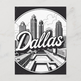 Dallas Texas Skyline Black and White Cityscape Holiday Postcard