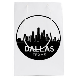 Dallas Texas Skyline Black and White Cityscape Medium Gift Bag